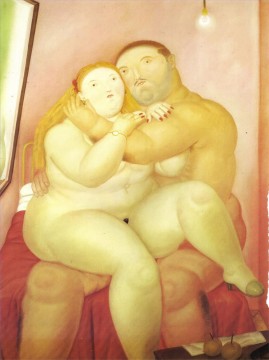 Fernando Botero Painting - Los amantes Fernando Botero